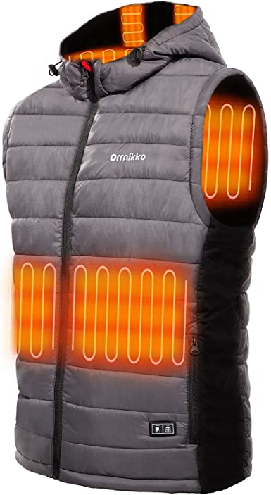 Photo 1 of Heated Vest for Men - Detachable Heated Hood and 10000mAh Battery Pack,ORRNIKKO Slim Fit Electric Warming Heated Vest (L)