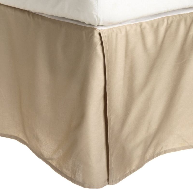 Photo 1 of 100% Brushed Microfiber Bed Skirt, Twin XL, Tan, Wrinkle Resistant, Pleated Corners
