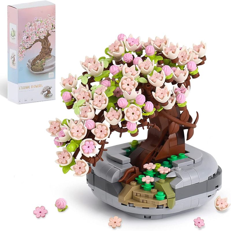 Photo 1 of (Used) QLT Mini Bricks Sakura Bonsai Model 426 pcs Creative DIY Simulation Mini Particle Flower Botanical Collection Construction Building Toy?Not Compatible with Lego Set ?
