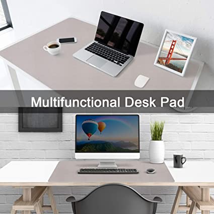 Photo 1 of PUPUFU Large Leather Desk Pad - Dual Sided Office Desk Mat - 47.2''x23.6'' Extra Big Mouse Keyboard Pad Waterproof Mousepad Desk Cover Writing Pad for Office and Home(Silver/Gray)
