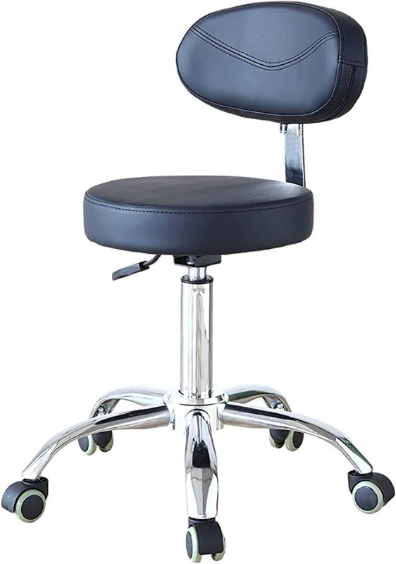 Photo 1 of FOHGFNT Drafting Adjustable Rolling Swivel Stool Chair for Massage Facial Beauty Salon Spa Medical Dental Clinic Home Office with Backrest and Wheels,Black
