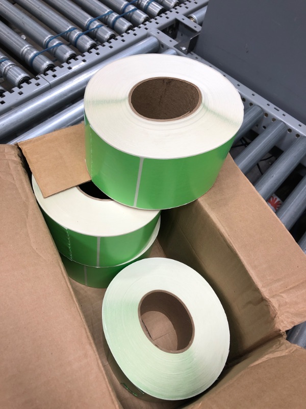 Photo 2 of 4x6 Fluorescent Green Thermal Transfer Labels (3" Core) - 1000 Labels/Roll - 4 Rolls,