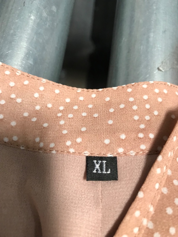 Photo 2 of (Unknown brand) - loose long dress - tan/dots - XL 