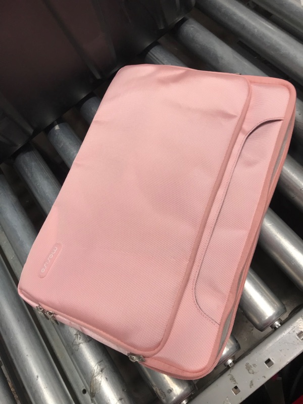 Photo 3 of MOSISO 360 Protective Laptop Shoulder Bag Compatible with MacBook Air/Pro, 13-13.3 inch Notebook, Compatible with MacBook Pro 14 inch 2022 2021 M1 A2442, Matching Color Sleeve with Belt, Pink