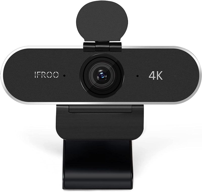 Photo 1 of IFROO 4K Webcam, 8MP Autofocus Stereo Microphone Streaming Computer Camera with Sony Sensor, Privacy Cover & Tripod, USB 3.0 Cable, HDR, Low-Light Correction,for Zoom/Teaching/Recording/Conference