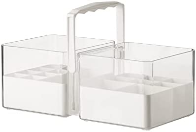 Photo 1 of Attelite Portable Clear makeup caddy with handle, Desktop Sundries Storage Box,Plastic Cosmetic Storage Organizer, for Bathroom Countertops, Vanity - Lipstick, Lip Gloss, Mascara, Eye Pencils