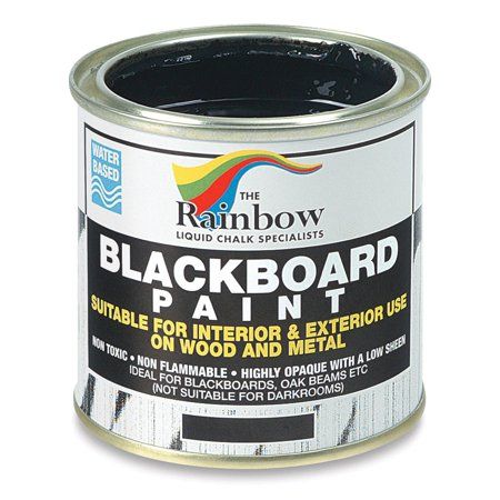 Photo 1 of *PAINT SAYS WHITE* Chalkboard Blackboard Paint - Black 8.5oz - Brush on Wood, Metal, Glass, Wall, Plaster Boards Sign, Frame or Any Surface. Use with Chalk Pen Wet Erase, Safe and Non-Toxic - WHITE Matte Finish
