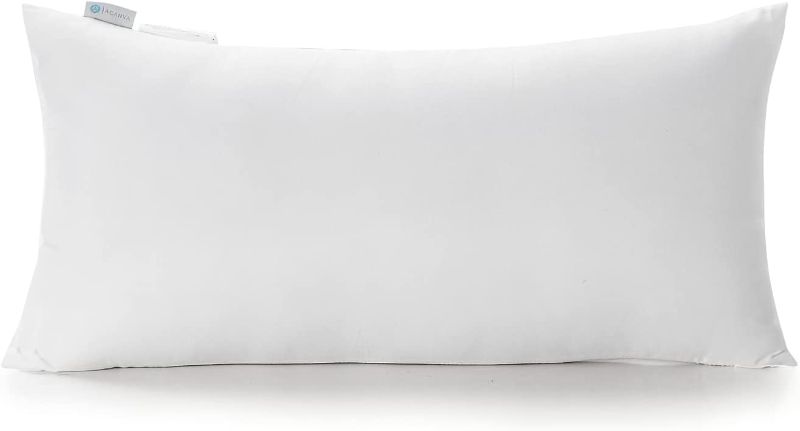 Photo 1 of Acanva Decorative Rectangle Throw Pillow Inserts, Hypoallergenic Form Stuffer Cushion Sham Filler, 16x26, White, 1 Count (Pack of 1)
