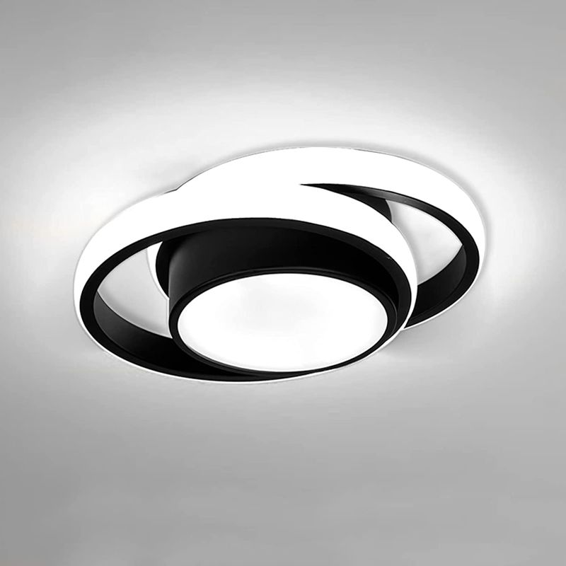 Photo 1 of *ALL WHITE* Small Modern LED Ceiling Light,2 Rings Creative Design Ceiling Lamp Indoor Lighting Fixtures for Hallway Living Room Bedroom Kitchen Office (Cool White,6000K)
