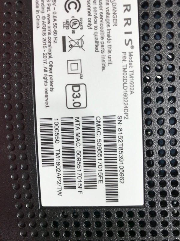 Photo 6 of ARRIS Touchstone TM1602A DOCSIS 3.0 Upgradeable 16x4 Telephony Modem for TWC & Optimum (Renewed)
