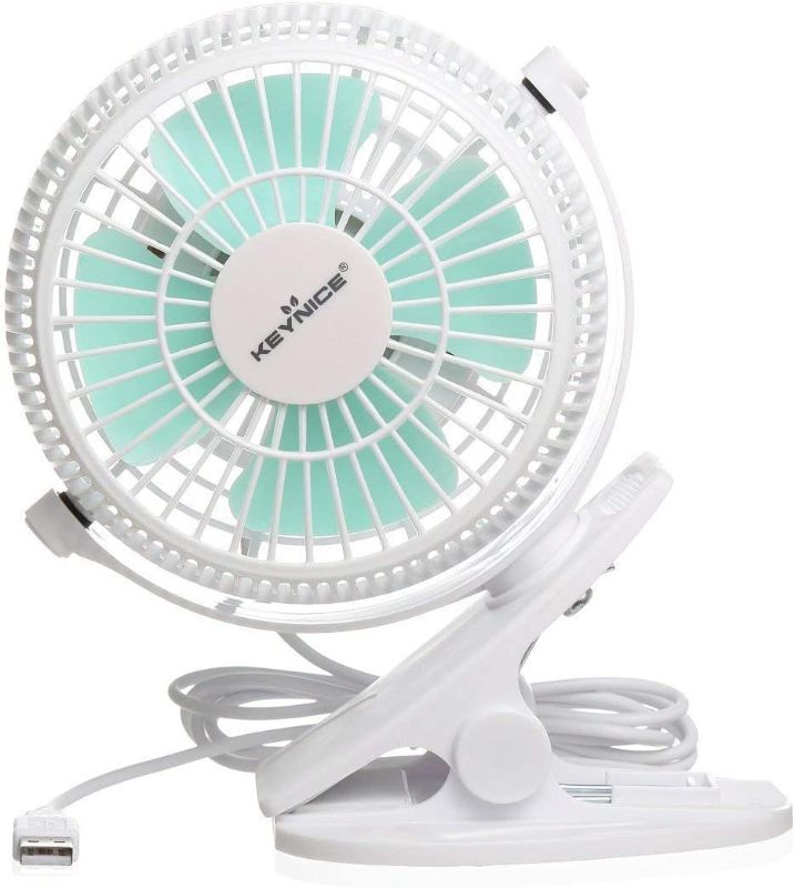 Photo 1 of KEYNICE USB Desk Fan, 4 Inch Table Fans, Mini Clip on Fan, Portable Cooling Fan with 2 Speed, USB Powered Stroller Fan, 360° Rotate USB Plug in Fan, Personal Quiet Fan for Home Office Camping-  white
