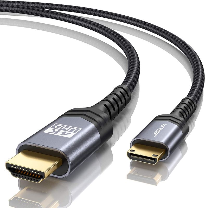 Photo 1 of Mini HDMI to HDMI Cable 10FT, JSAUX [Aluminum Shell, Braided] High Speed 4K 60Hz HDMI 2.0 Cord, Compatible with Camera, Camcorder, Tablet and Graphics/Video Card, Laptop, Raspberry Pi Zero W -Grey
