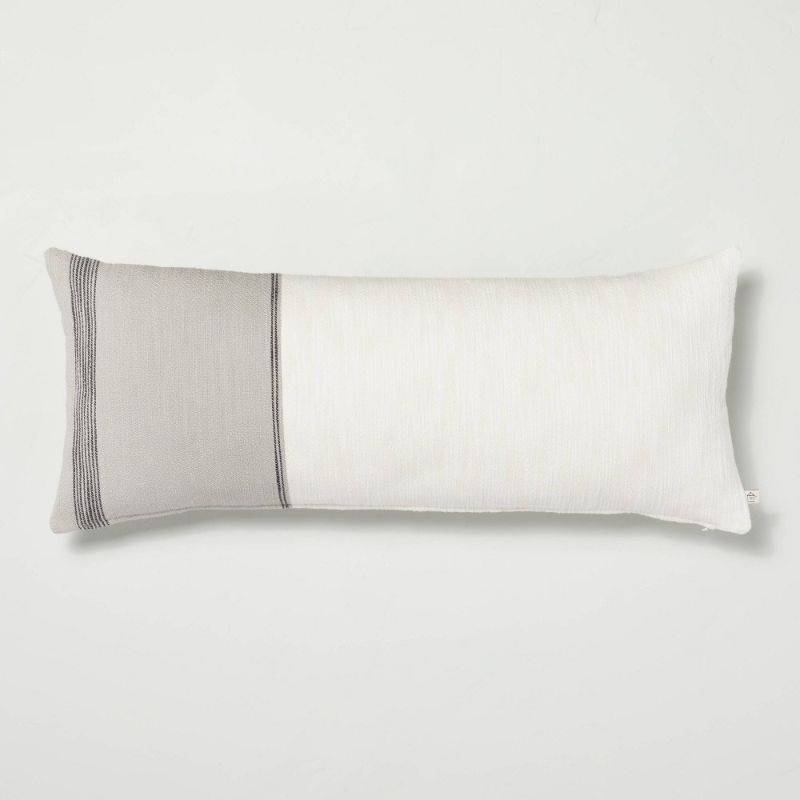 Photo 1 of 12" X 30" Color Block Border Lumbar Pillow with Zipper - Hearth & Hand™ with Magnolia
