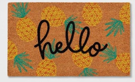 Photo 1 of 4 PACK: 1'6"x2'6" 'Hello' Pineapple Doormat Natural - Sun Squad™

