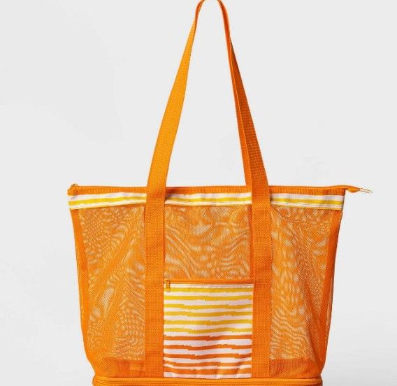 Photo 1 of 2pk-Beach Bag with Towel Carrying Strap Orange - Sun Squad™

