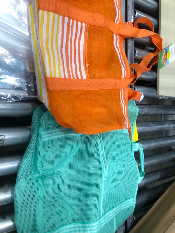 Photo 2 of 2pk-Beach Bag with Towel Carrying Strap Orange+blue - Sun Squad™

