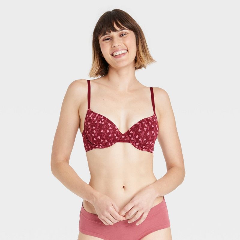 Photo 1 of 2PK SIZE 34A AND 34C-Women's Floral Print Everyday Cotton Demi Lightly Lined T-Shirt Bra - Auden™
