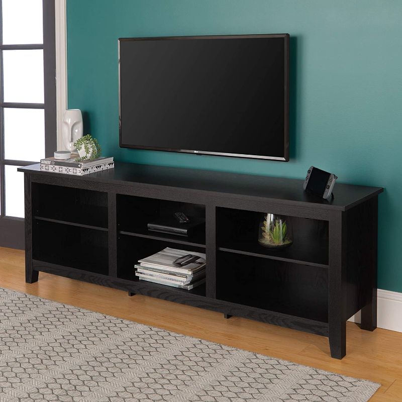 Photo 1 of ***PARTS ONLY*** Walker Edison Wren Classic 6 Cubby TV Stand for TVs up to 80 Inches, 70 Inch, Black
