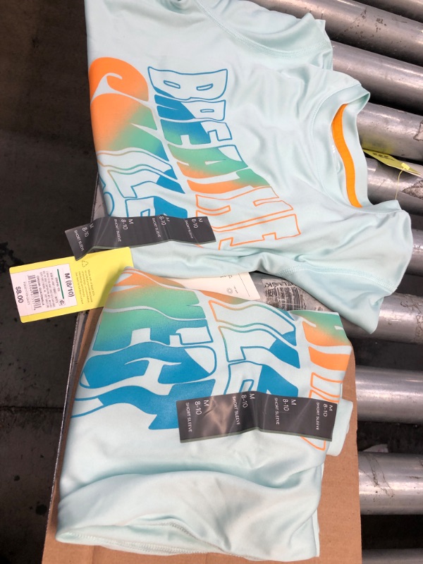 Photo 1 of 2 OF- Boys' Short Sleeve 'Breathe Sile Connect' Graphic T-Shirt - All in Otion™ Int Green- MEDIUM 7/8 
 