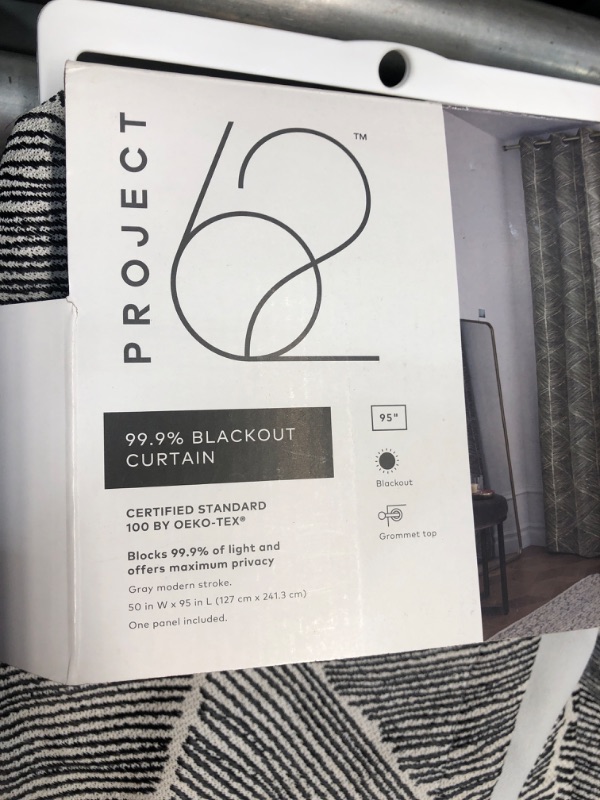 Photo 3 of 1pc Blackout Modern Stroke Window Curtain Panel - Project 62™- 95"

