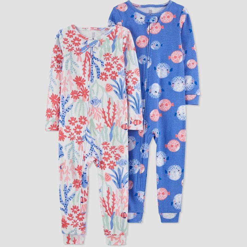 Photo 1 of Carter's Just One You® Toddler Girls' Blowfish Sea Print Footed Pajama - Blue/Pink- SIZE  2T 