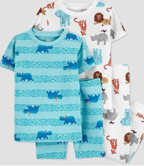 Photo 1 of Carter's Just One You® Toddler Boys' Safari Seat Hippos Pajama Set - Blue- SIZE 4T 