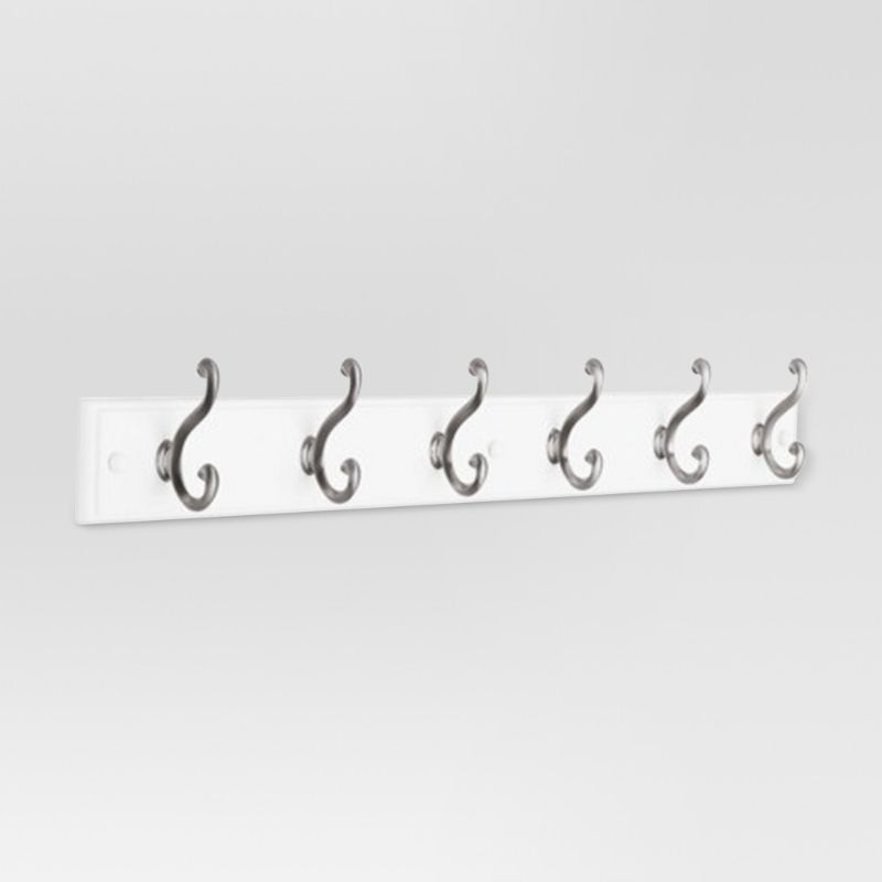 Photo 1 of 27 6-Scroll Hook Rack - White/Satin Nickel - Threshold, White/Satn Nkl
