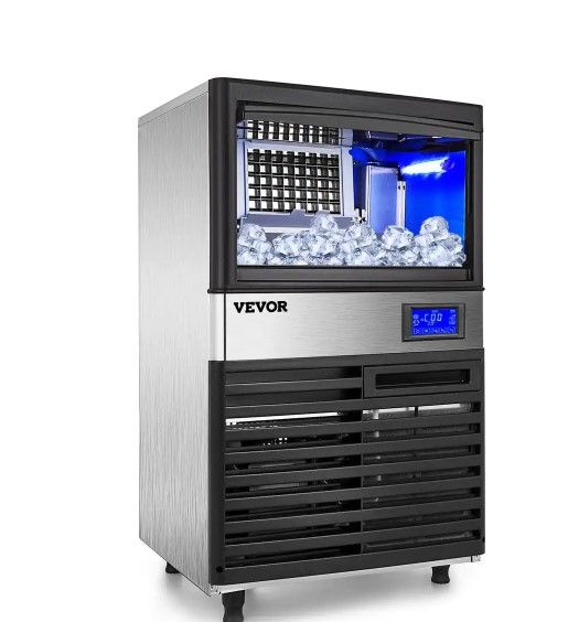 Photo 1 of 39 lb. Bin Stainless Steel Freestanding Ice Maker Machine with 110 lb. / 24 H Commercial Ice Maker in Silver
