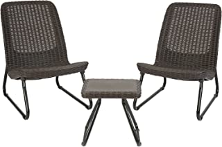 Photo 1 of **MISSING PARTS**
Keter Resin Wicker Patio Furniture Set with Side Table and Outdoor Chairs, Whiskey Brown
