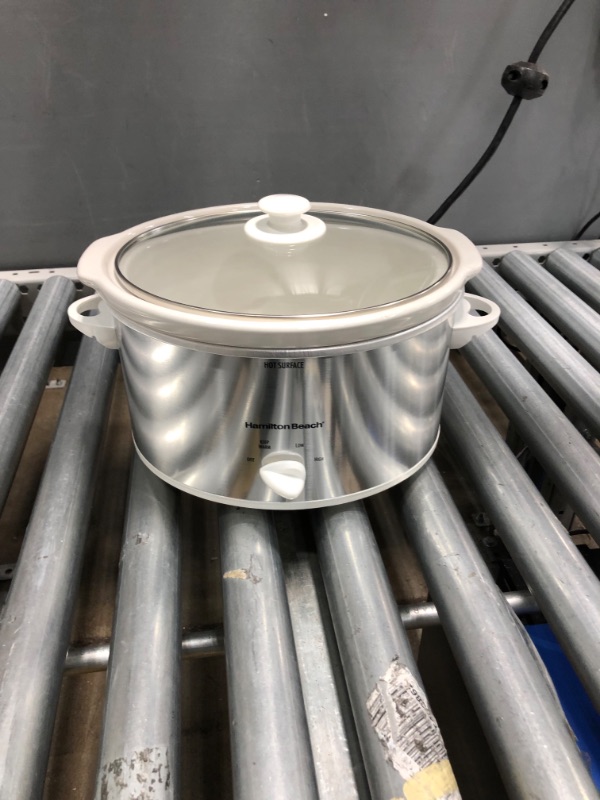 Photo 1 of Hamilton Beach 4-Quart Slow Cooker with Dishwasher-Safe Stoneware Crock & Lid, Stainless Steel 