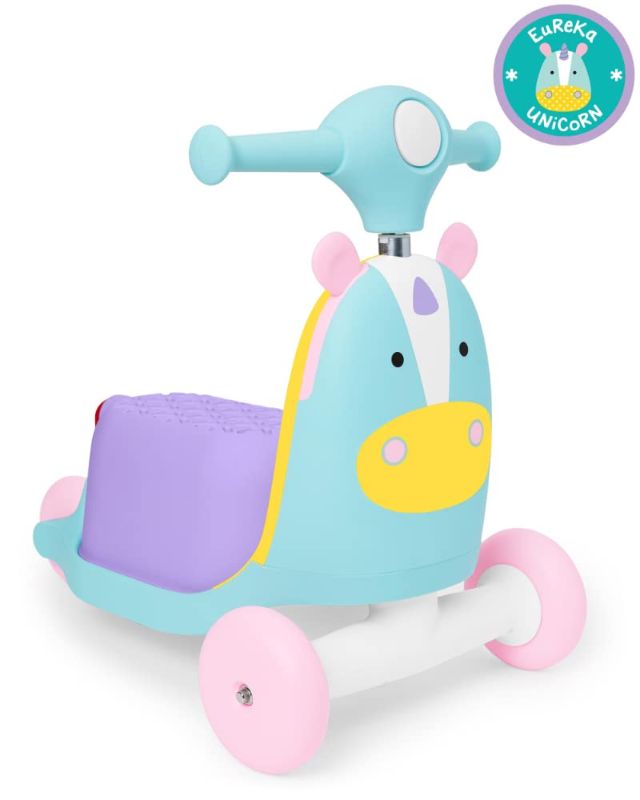 Photo 1 of Skip Hop 3-in-1 Baby Activity Push Walker to Toddler Scooter, Zoo Unicorn
