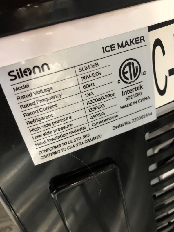 Photo 2 of ***PARTS ONLY*** Silonn Countertop Ice Maker Machine, Portable Ice Makers Countertop with Handle, Makes up to 27 lbs. of Ice Per Day, 9 Cubes in 7 Mins, Self-Cleaning Ice Maker with Ice Scoop and Basket
