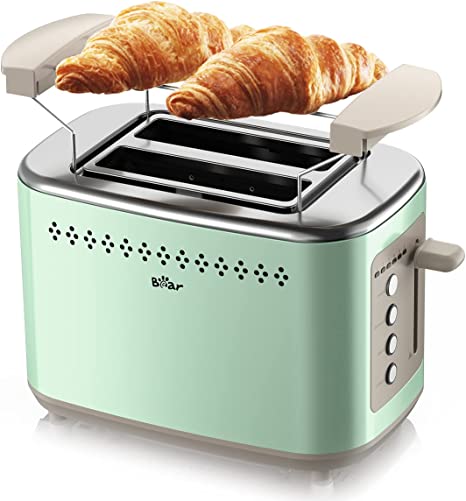 Photo 1 of Bear Toaster, Toaster 2 Slice with 6-Shade Settings and Bagel, Defrost, Cancel Function,1.5" Extra-wide Slots and Toaster Cover, Easy to Clean Removable Crumb Tray, Stainless Steel, Retro Toaster GREEN
