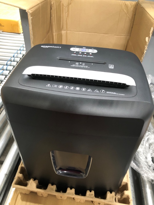 Photo 3 of Amazon Basics Micro Cut Paper Shredder and Credit Card CD Shredder with 6 Gallon Bin, 12 Sheet Capacity
