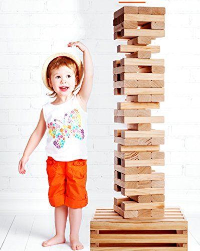 Photo 1 of SWOOC Games - Giant Tower Game | 60 Large Blocks | Storage Crate / Outdoor Game Table | Starts Over 2.5ft Big | Max Height of 5ft | Genuine Jumbo Toppling Yard Games | Jumbo Backyard Set
