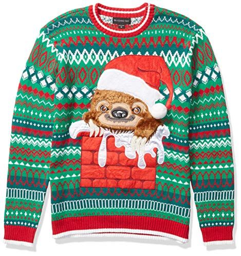 Photo 1 of Blizzard Bay Young Men’s Chimney Sloth Santa Sweater, Green Combo, Large
