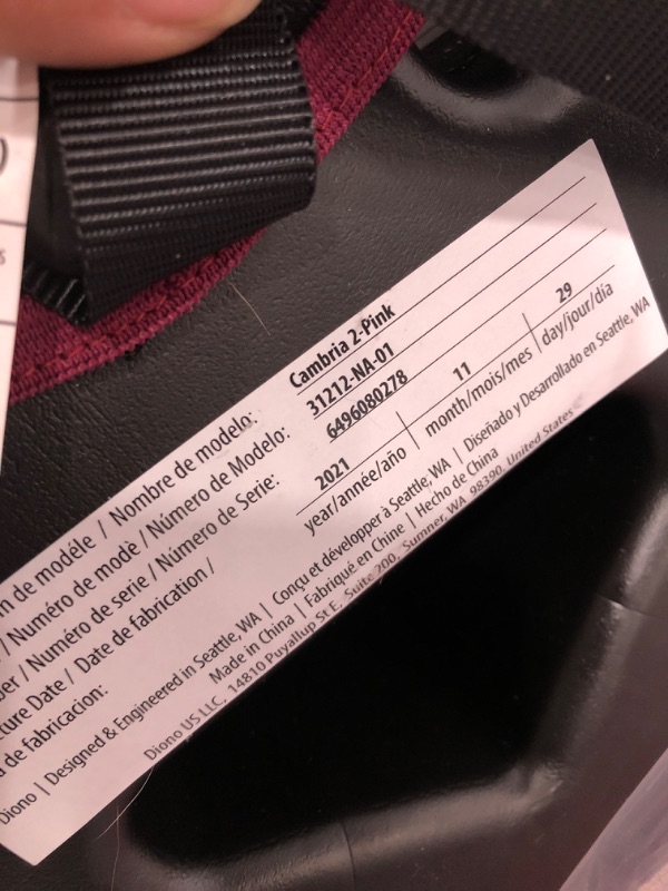 Photo 4 of Diono Cambria 2 XL 2022, Dual Latch Connectors, 2-in-1 Belt Positioning Booster Seat, High-Back to Backless Booster with Space and Room to Grow, 8 Years 1 Booster Seat, Pink
