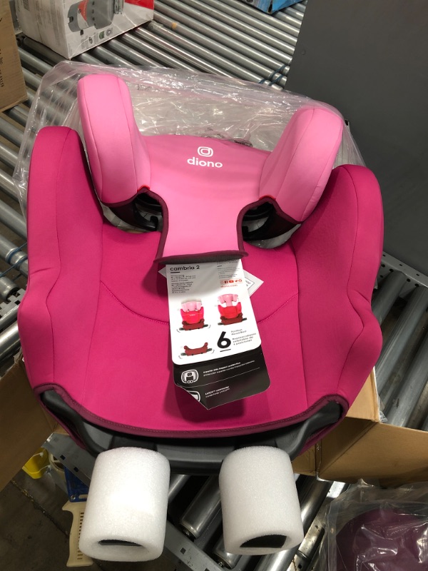 Photo 2 of Diono Cambria 2 XL 2022, Dual Latch Connectors, 2-in-1 Belt Positioning Booster Seat, High-Back to Backless Booster with Space and Room to Grow, 8 Years 1 Booster Seat, Pink
