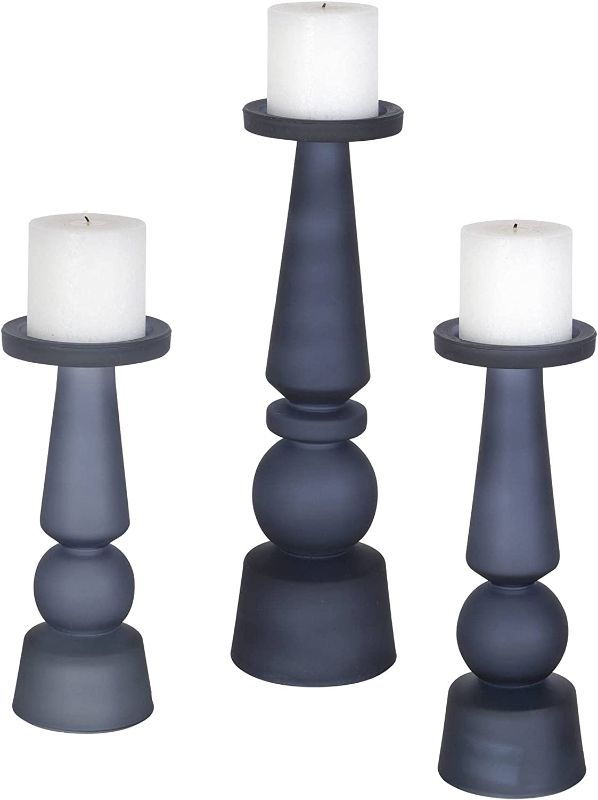 Photo 1 of *PARTS ONLY* Uttermost Cassiopeia Midnight Blue Pillar Candle Holders Set of 3
