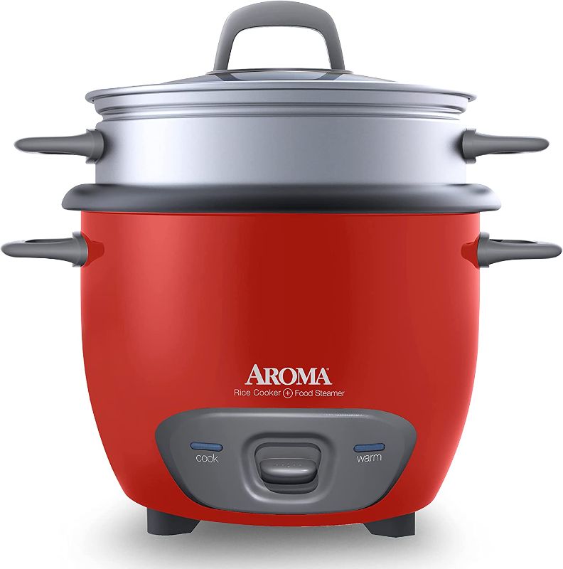 Photo 1 of  AROMA Pot Style Rice Cooker and Food Steamer,Red & Aroma 6-cup (cooked) 1.5 Qt. One Touch Rice Cooker RED
