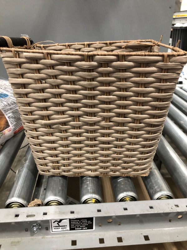 Photo 1 of 11"x11"x9" small brown wicker basket ** minor damage***used***