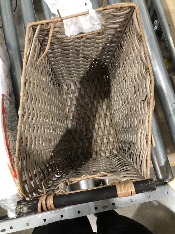 Photo 4 of 11"x11"x9" small brown wicker basket ** minor damage***used***