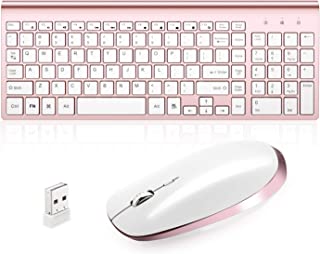 Photo 1 of Wireless Keyboard and Mouse Set Compatible with MAC PC Laptop Windows Compact USB Full Size Quiet Pink Rose Gold
