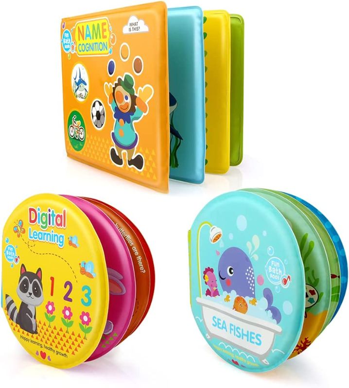 Photo 1 of Baby Bath Toys, Nontoxic Bath Books for Babies Bath Time, No Mold Bathtub Toys for Toddlers 6 to 12 18 Months, Soft Educational Bath Toys for 1-3 Year Old Girls Boys(Pack of 3)
