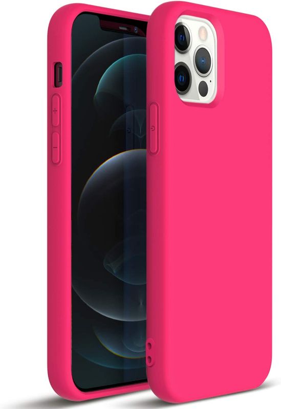 Photo 2 of Zuslab Nano Silicone Case Compatible with Apple iphone12 Pro Max, Liquid Silicone Rubber Shockproof Bumper Soft Full Protection Cover - Neon Pink
