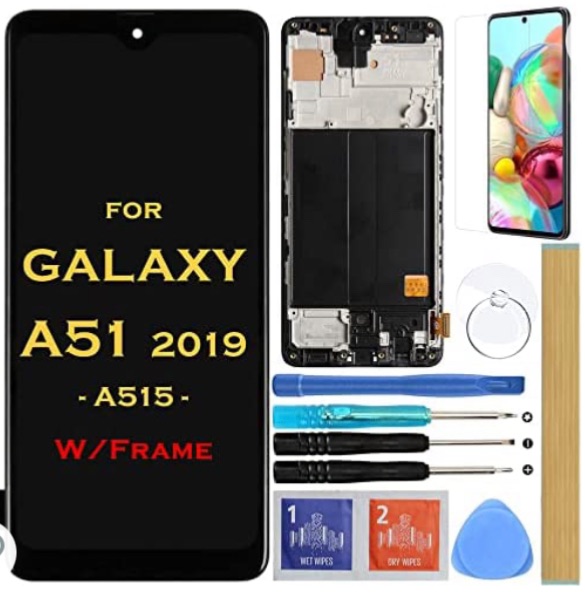 Photo 3 of 1PC Screen Replacement LCD Display Touch Digitizer Assembly for Samsung Galaxy A51 2019 SM-A515 A515F A515U 6.5" (Black with Frame)