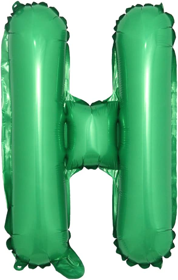 Photo 1 of 16 inch Green Alphabet Letter and Number Balloons Set Package, Aluminum Hanging Foil Film Banner Mylar Balloon for Birthday Party Decoration Custom Word (A-Z, 0-9) (16 inch Green H)
