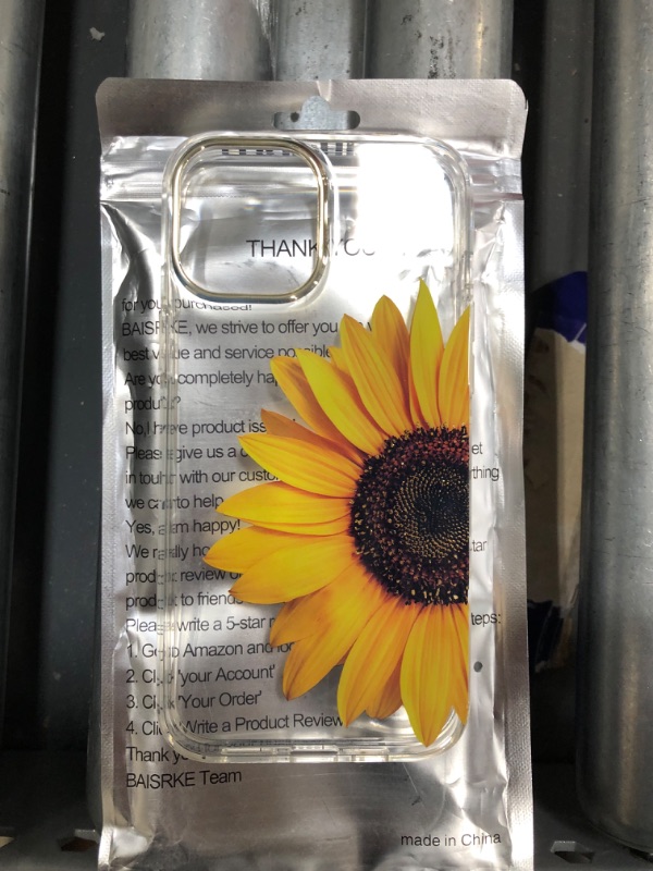 Photo 2 of BAISRKE iPhone 12 Mini Case,with Flowers,for Girly Women,Shockproof Clear Floral Pattern Hard Back Cover for Phone 5.4 inch 2020 - Yellow Sunflower
