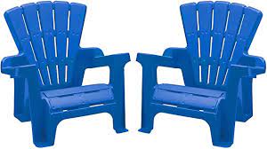 Photo 1 of American Plastic Toys Kids’ Adirondack (Pack of 2), Outdoor, Indoor, Beach, Backyard, Lawn, Stackable Lightweight, Portable, Wide Armrests, Comfortable Lounge Chairs for Children, Blue (2pk)
