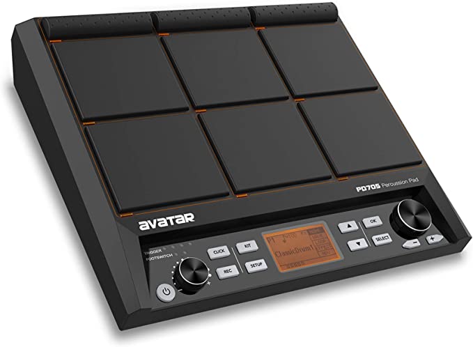 Photo 1 of (MISSING MANUAL, ACCESSORIES) HXW PD705 Percussion Pad 9-Trigger Sample Pad All-in-one Multipad Tabletop Electric Drum Set With 600+ Sounds, Support USB MIDI
